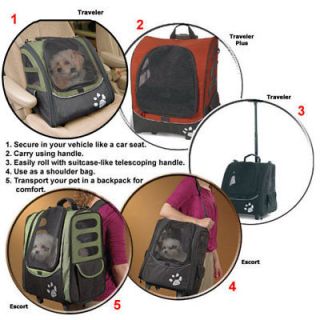 Pet Carrier Car Seat Wheeled Backpack I GO Traveler Plus Pet Gear 