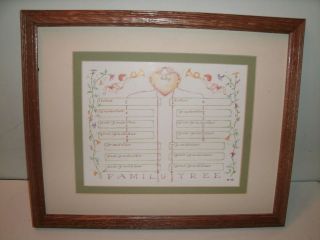 FAMILY TREE PICTURE FRAME W/ WOOD FRAME 15.5 INCHES WIDE X 12 INCHES 