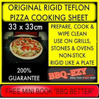 The Original Rigid Teflon PIZZA Cooking Sheet 33x33cm for BBQ, Stone 