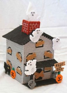 Haunted House Tissue Topper ghost  Plastic Canvas Kit Halloween