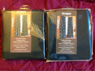 New 2 Pier 1 One Imports Peacock Feather Window Panels 54x96 inch Lot 