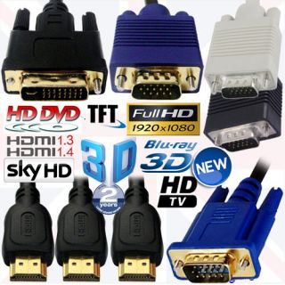   SVGA VGA 3D Sky HD TV LCD Plasma Cable 1M 2M 3M 5M 7M 10M 15M 20 30M