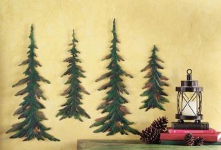 Crafted Evergreen Pine Trees Metal Wall Art Decor