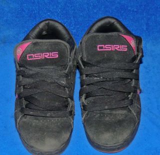 OSIRIS Screw 2 II Girls Black & Pink Skate Tennis Shoes Womens Size 7 