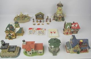 Lot (12) Lemax / Harbor Lights Houses etc   (4) Dickensvale, Nativity 