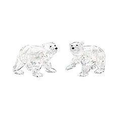 Swarovski SCS Polar bear cubs, crystal moonlight