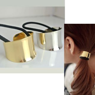 New Metal Hair Tie Holder Band Cuff Clip Ponytail Exclusive Cone Gold 