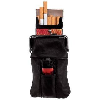   Leather Cigarette Case Tobacco Holder Lighter Pocket Clip Close Top