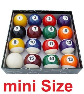 NEW Set of 16 Miniature Small Mini Pool Balls Billiard 1 1/4