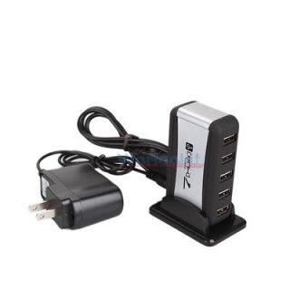 New High Speed USB 2.0 7 Port HUB Powered +AC Adapter Cable