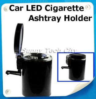 New Black Portable Auto Car LED Light Cigarette Ashtray Holder