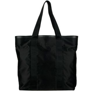  PRADA Large Black Nylon Leather Trim Logo Tote Shopping Bag Handbag 