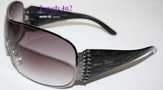   owned Miu Miu Shield Sunglasses Womens Grey Black Silver SMU56G & Case