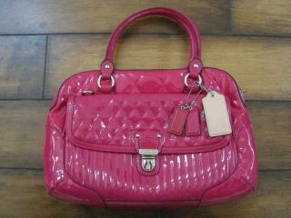 COACH Poppy Liquid Gloss Magenta Pink Patent Leather Satchel Bag Purse 