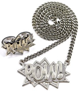 POW Set New Pendant Necklace 36 Inch Franco Style Chain With POW Solid 