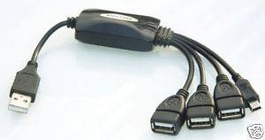 High Speed USB 2.0 4 Port Hub Splitter Cable Adapter