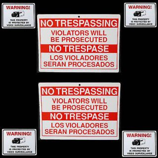 BILINGUAL NO TRESPASSING PRIVATE PROPERTY WARNING SECURITY SIGNS 