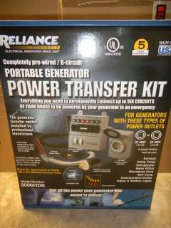 NEW Reliance Portable Generator Power Transfer Switch Kit. 6 circuit 