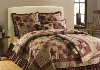 Rustic Primitive Star Country Red Twin Queen King Size Bedding Quilt 