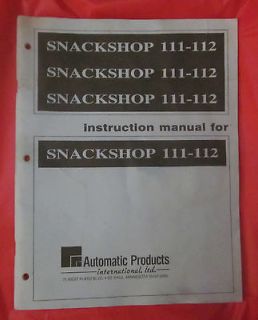   111 112 Owners Manual Candy Snack Vending Machine Automatic Products