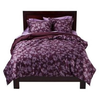   Home Silhouette Floral Full/Queen Duvet Cover Set   Dark Purple NIP