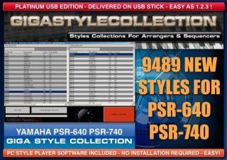 9480 NEW Styles for YAMAHA PSR 640 PSR 740 + PC Style Player on USB 