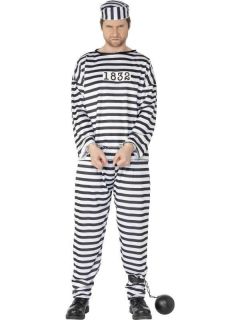 Adult Mens Convict/Prison​er Smiffys Fancy Dress Costume