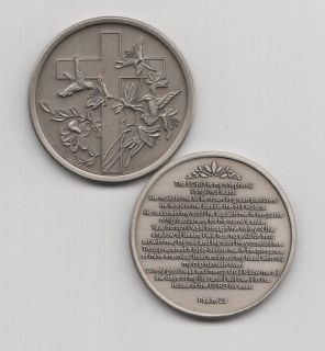 Psalm 23 KJV with Cross and Hummingbirds Antique Nickel Medallion 