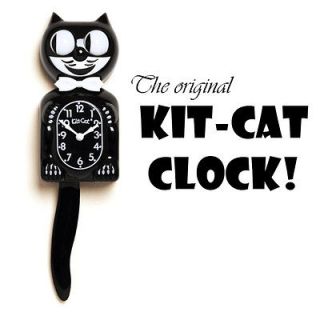 Original Kit Cat Clock Black Quartz Moving Eyes & Tail Pendulum Wall 