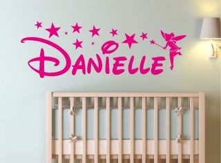   TINKERBELL FAIRY NAME STICKER WALL ART BEDROOM DECAL QUOTE
