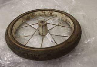 VINTAGE TRICYCLE WHEEL 12.5 WITH SOLID RUBBER TIRE and White Rim 