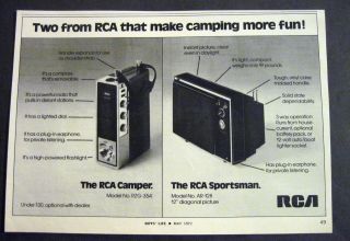 Vintage image of RCA Camper & Sportsman camping radios 1973 Print Ad