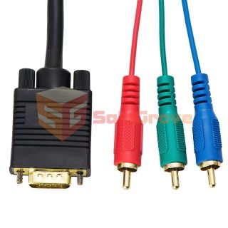 VGA to 3 RCA TV Adapter Cable For PC Computer DVD 3 Ft