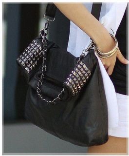 Black Fashionable Casual Lady Hobo PU leather handbag shoulder bag 