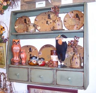 Handmade Primitive Plate Rack with 3 Drawers  10 Colors