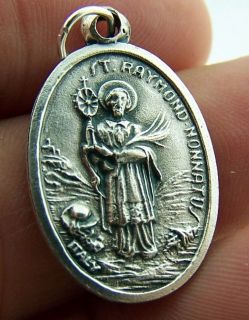   Womens 1 Oval Silver Plate St Raymond Nonnatus Protect Mothers Medal