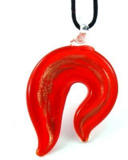 G3386 Pretty Red Lampwork glass Torch Pendant Necklace