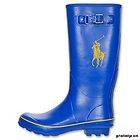 Polo by Ralph Lauren Big Pony Blue Rubber Rain Boots sz 9 / Wellies 