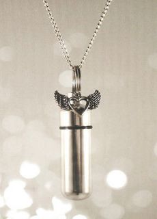   with Wings 18 CREMATION URN NECKLACE with velvet pouch & Fill Kit