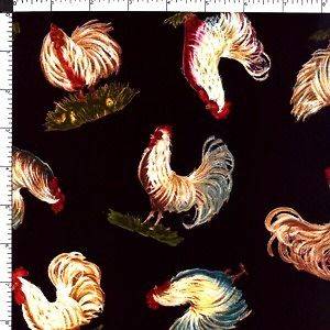 Vintage Roosters Chickens on the Farm Ctn Fabric  1yard