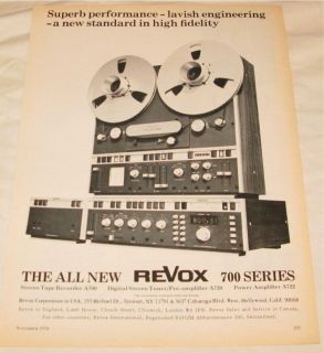 Revox 700 Series Reel to Reel Tape Recorder PRINT AD