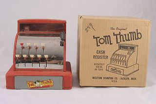 Vintage Tom Thumb Cash Register with Original Box WORKING # 249 Nice