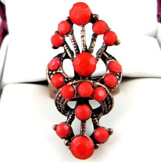 red coral copper ring