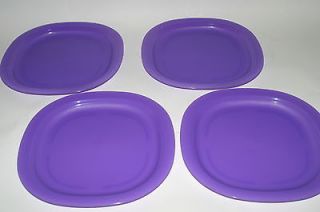   4pc Square Luncheon Plate set Microwave Reheatable Sheer Purple 9.5in