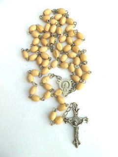   Beads Wooden Beaded Cross Crucifix Necklace Chain Religious Item S