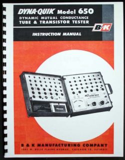 DYNA QUIK 650 Tube and Transistor Tester Manual with Tube Data