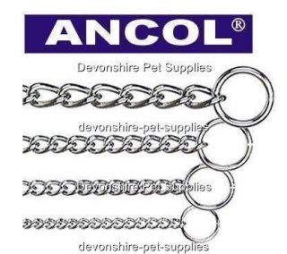 Ancol silver check/choke chain dog collar various sizes and weights 