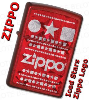 Zippo Iced Stars w/ Zippo Logo Candy Apple Red Windproof Lighter 28342 