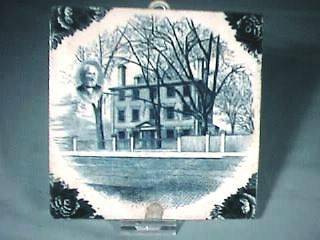 Blue Transfer Early Wedgwood Tile Home of Henry Wadsworth Longfellow