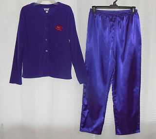 Kathryn Purple Satin and Fleece Red Hat Ladies Lady Pajamas Pajama Set 